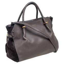 Nina Ricci Grey Leather and Suede Medium Marche Tote