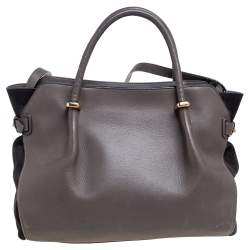 Nina Ricci Grey Leather and Suede Medium Marche Tote