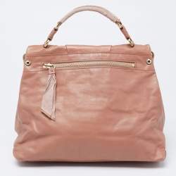 Nina Ricci Rose Beige Leather and Fabric Liane Top Handle Bag