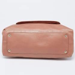 Nina Ricci Rose Beige Leather and Fabric Liane Top Handle Bag