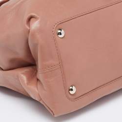 Nina Ricci Rose Beige Leather and Fabric Liane Top Handle Bag