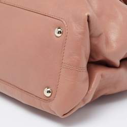 Nina Ricci Rose Beige Leather and Fabric Liane Top Handle Bag
