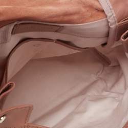 Nina Ricci Rose Beige Leather and Fabric Liane Top Handle Bag