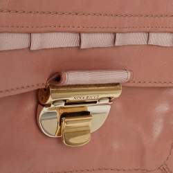 Nina Ricci Rose Beige Leather and Fabric Liane Top Handle Bag