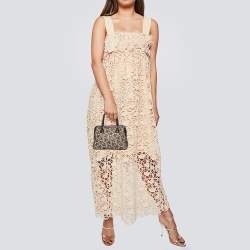 Nina Ricci Dark Brown/Beige Coated Canvas And Python Satchel
