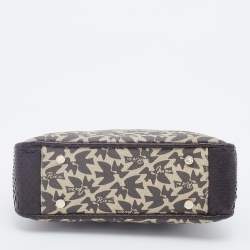 Nina Ricci Dark Brown/Beige Coated Canvas And Python Satchel