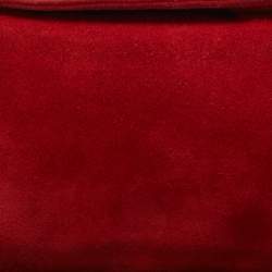 Pre Owned Nina Ricci Red Suede Chainlink Baguette Bag