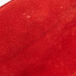 Pre Owned Nina Ricci Red Suede Chainlink Baguette Bag