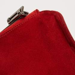 Pre Owned Nina Ricci Red Suede Chainlink Baguette Bag