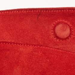 Pre Owned Nina Ricci Red Suede Chainlink Baguette Bag