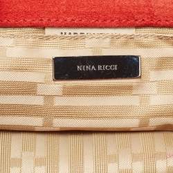 Pre Owned Nina Ricci Red Suede Chainlink Baguette Bag