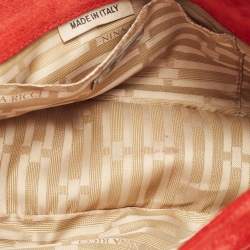 Pre Owned Nina Ricci Red Suede Chainlink Baguette Bag
