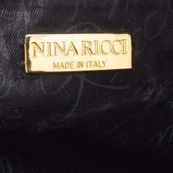 Nina Ricci Black Logo Nylon and Leather Zip Satchel 