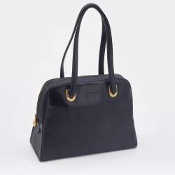 Nina Ricci Black Logo Nylon and Leather Zip Satchel 