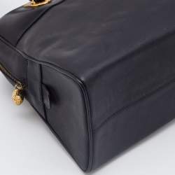 Nina Ricci Black Logo Nylon and Leather Zip Satchel 