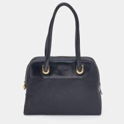 Nina Ricci Black Logo Nylon and Leather Zip Satchel 