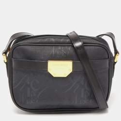 Nina Ricci Black Printed Coated Canvas Logo Shoulder Bag