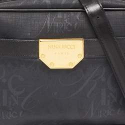 Nina Ricci Black Printed Coated Canvas Logo Shoulder Bag