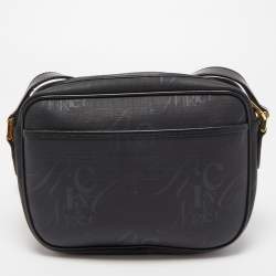 Nina Ricci Black Printed Coated Canvas Logo Shoulder Bag