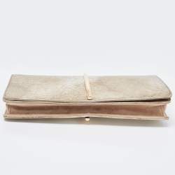 Nina Ricci Gold Leather and Suede Arc Clutch