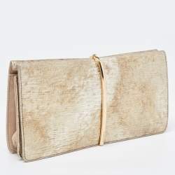 Nina Ricci Gold Leather and Suede Arc Clutch