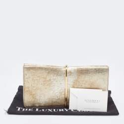 Nina Ricci Gold Leather and Suede Arc Clutch