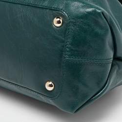 Nina Ricci Green Leather Flap Top Handle Bag