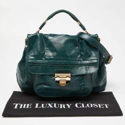 Nina Ricci Green Leather Flap Top Handle Bag