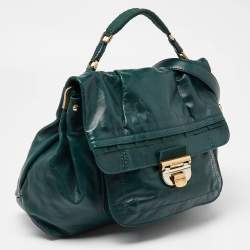 Nina Ricci Green Leather Flap Top Handle Bag