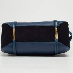 Pre Owned Nina Ricci Two Tone Blue Leather Zip Satchel