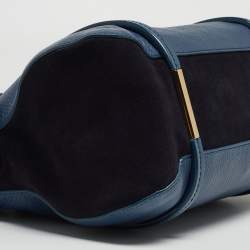 Pre Owned Nina Ricci Two Tone Blue Leather Zip Satchel