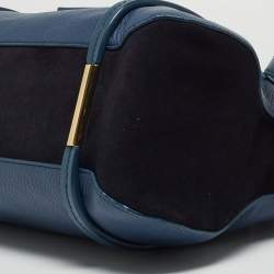 Pre Owned Nina Ricci Two Tone Blue Leather Zip Satchel