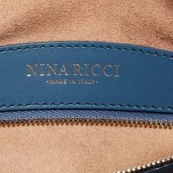 Pre Owned Nina Ricci Two Tone Blue Leather Zip Satchel