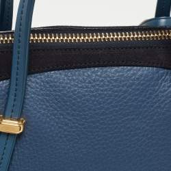 Pre Owned Nina Ricci Two Tone Blue Leather Zip Satchel