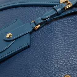Pre Owned Nina Ricci Two Tone Blue Leather Zip Satchel