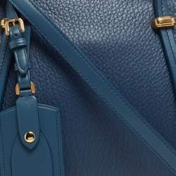 Pre Owned Nina Ricci Two Tone Blue Leather Zip Satchel