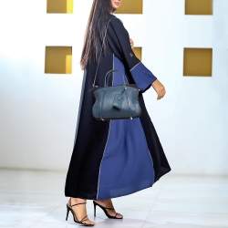 Pre Owned Nina Ricci Two Tone Blue Leather Zip Satchel