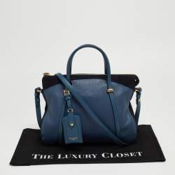 Pre Owned Nina Ricci Two Tone Blue Leather Zip Satchel