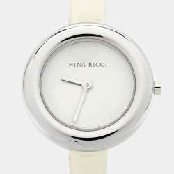 Nina Ricci White Stainless Steel Leather Classic N00612 Women's Wristwatch 28 mm