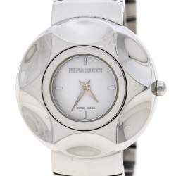 Pre Owned Nina Ricci White Mother of Pearl Stainless Steel N024.12 Women's Wristwatch 30 mm