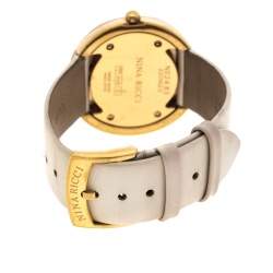 Nina Ricci White Mother Of Pearl Gold Plated Steel Diamonds N024.83 Women's Wristwatch 36 mm