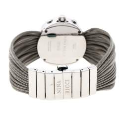 Pre Owned Nina Ricci Silver White Stainless Steel Diamonds N021.15 Chronograph Women's Wristwatch 32 mm
