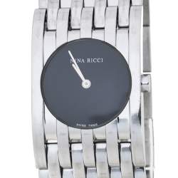 Pre Owned Nina Ricci Black Stainless Steel Classic N00113 Women's Wristwatch 25 mm