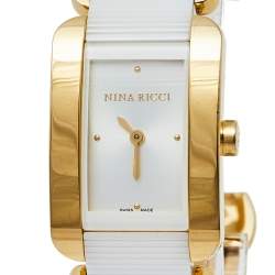 Pre Owned Nina Ricci Silver Gold Plated Stainless Steel Ceramic NO62003SM Women's Wristwatch 24 mm 