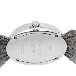 Pre Owned Nina Ricci Mother Of Pearl Stainless Steel Pleated Mesh N035.13 Women's Wristwatch 25 mm