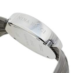 Pre Owned Nina Ricci Mother Of Pearl Stainless Steel Pleated Mesh N035.13 Women's Wristwatch 25 mm