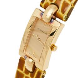 Pre Owned Nina Ricci Gold Plated Stainless Steel Leather N002428 Women’s Wristwatch 16 mm