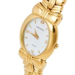 Pre Owned Nina Ricci Mother of Pearl Gold Plated Stainless Steel S959 Women's Wristwatch 22 mm