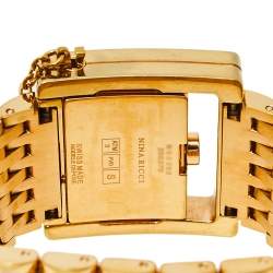 Pre Owned Nina Ricci Grey/Pink Floral Gold Plated Stainless Steel N02253 Women's Wristwatch 22 MM
