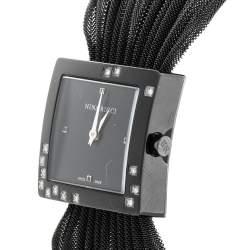Pre Owned Nina Ricci Black PVD Coated Stainless Steel Diamonds NO19.92 Women's Wristwatch 24 mm